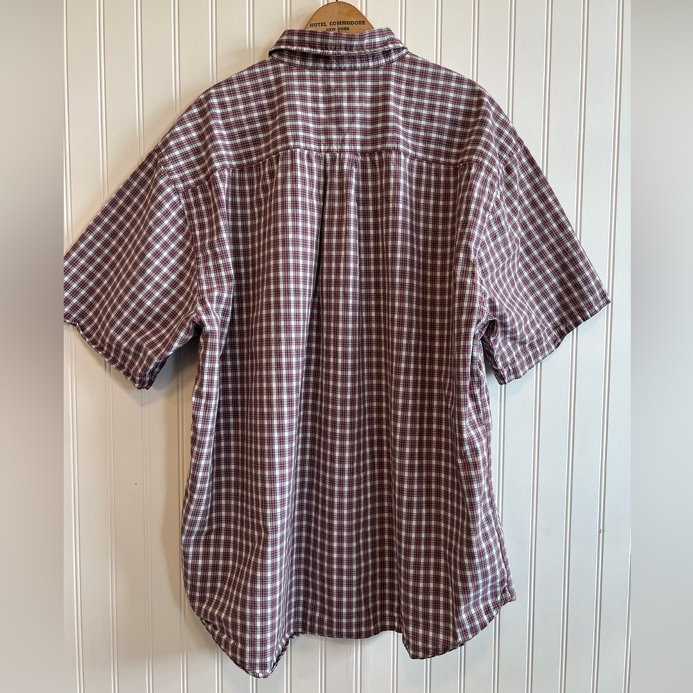Eddie Bauer Button Down Short Sleeve Red Plaid Men's Size XL work shirt‎ - Picture 3 of 7
